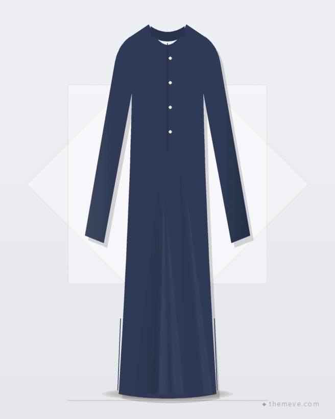 Pearl Placket Abaya — Navy